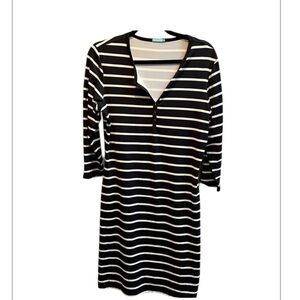 J McLaughlin Lynn Blue Strip 3/4 Sleeve Shirtdress Size M